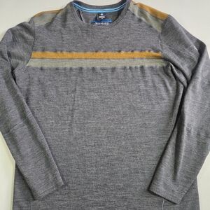 Kuhl Men's Downhill Racr Gray Striped Merino Crew Neck Size Medium